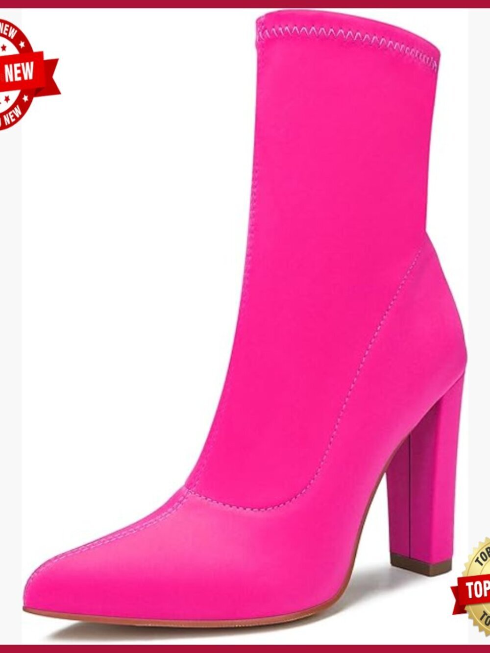 Pointed Toe Block Chunky Heel Ankle Booties Stretch Fashion Wedding Boots